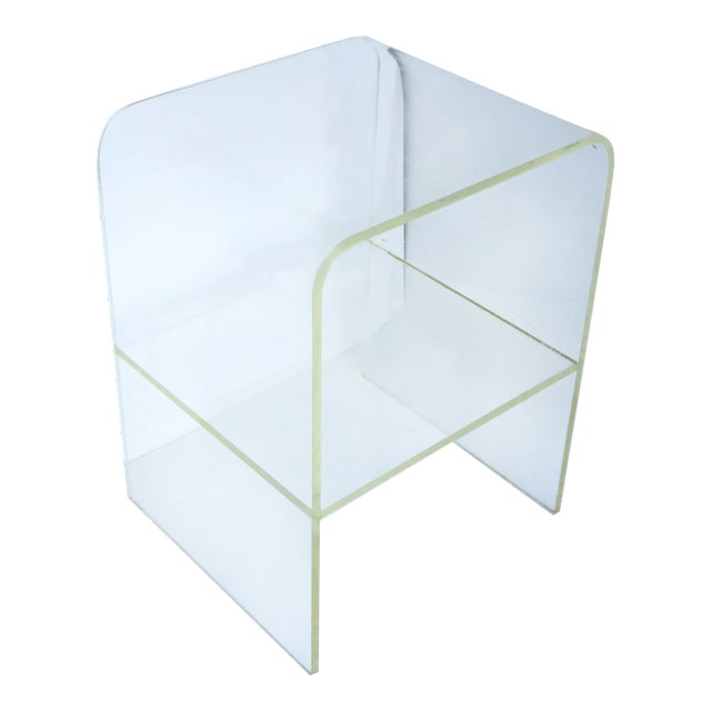 Lucite Table With Storage Shelf, in the Modern Style, Late 20th Century For Sale
