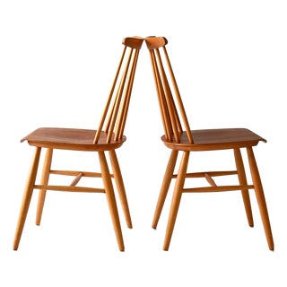 Scandinavian Chairs in Beech and Mahogany from Ilmari Tapiovaara, 1950s, Set of 2 For Sale