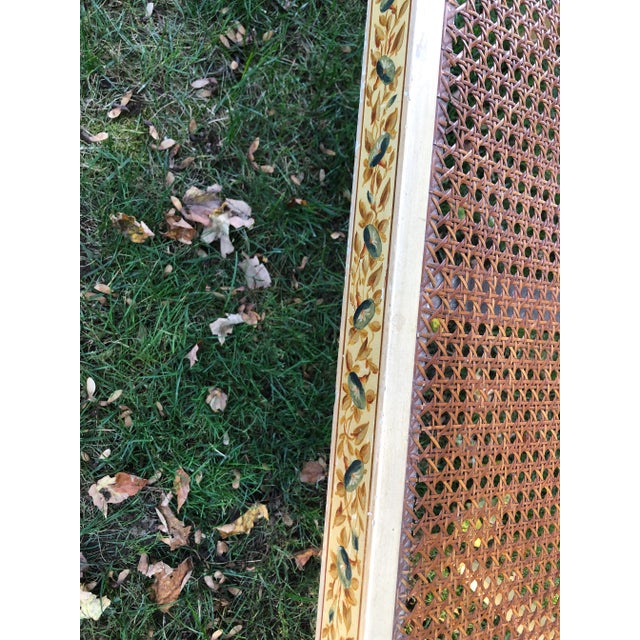 Late 19th Century Antique Adams Style Handprinted and Caned Bench For Sale - Image 10 of 11