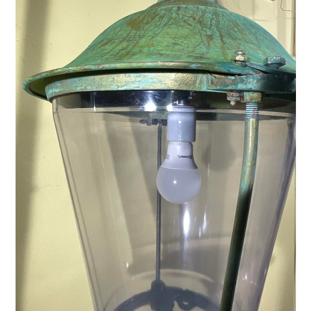 Solid Brass Hanging Lantern - 28” H X 15” W For Sale - Image 13 of 17