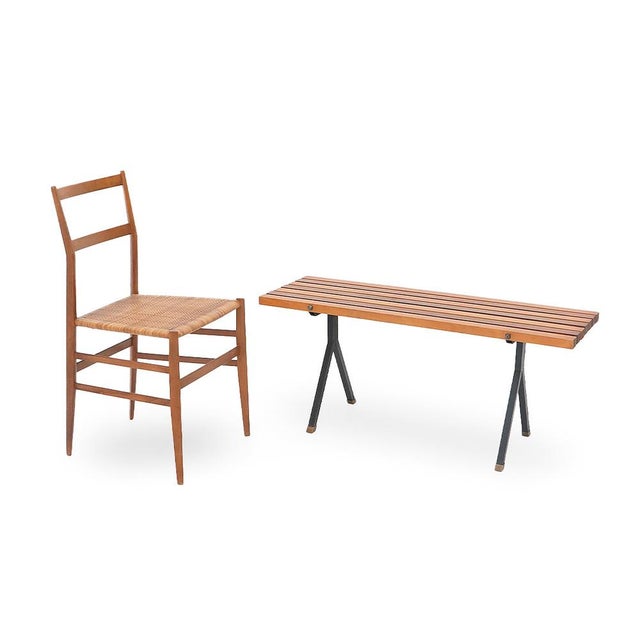 Metal and Wood Bench, 1950s For Sale - Image 13 of 14