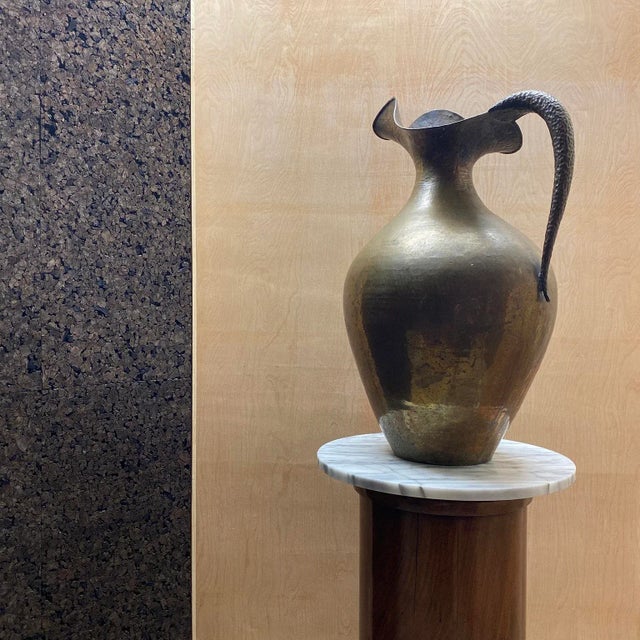 Metal Early 20th Century Large Scale Egidio Casagrande Brass Pitcher For Sale - Image 7 of 15