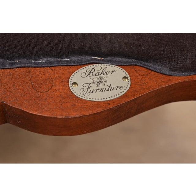 Baker Furniture French Provincial Louis XV Carved Walnut Side Chairs or Dining Chairs, Pair For Sale - Image 14 of 16