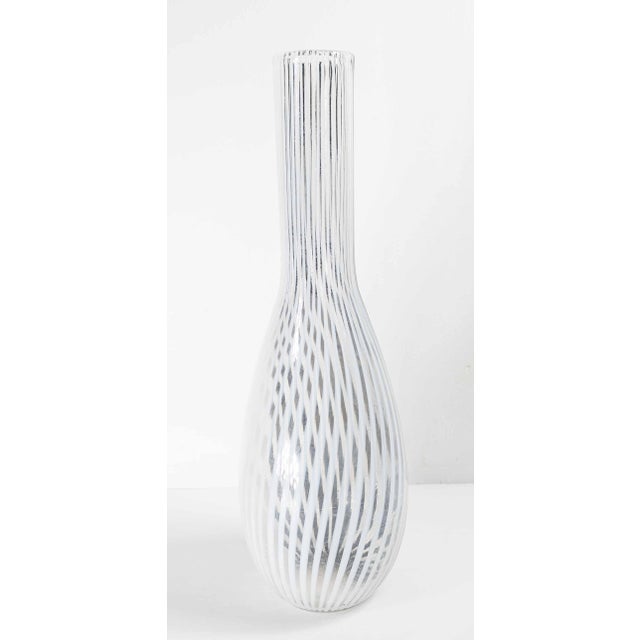 Mid-Century Modern Italian Murano Black and White Art Glass Bottle Vase For Sale - Image 4 of 16