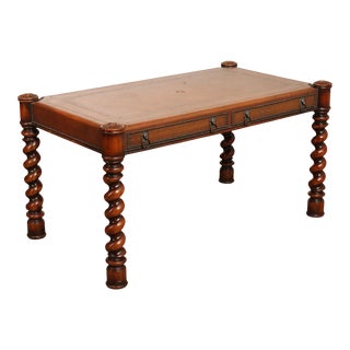 Theodore Alexander Leather Top Barley Twist Writing Desk For Sale