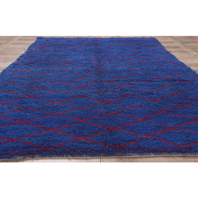 Blue Vintage Blue Beni MGuild Moroccan Rug - 06'01 X 10'05 For Sale - Image 8 of 10