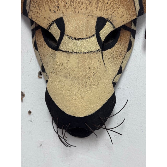 Hilarey Handcrafted Clay Animal Wall Mask, Signed For Sale - Image 10 of 12