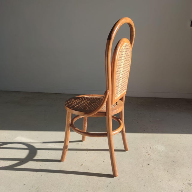 1980s Vintage Natural Wood Cane Chair, 1980s For Sale - Image 5 of 18