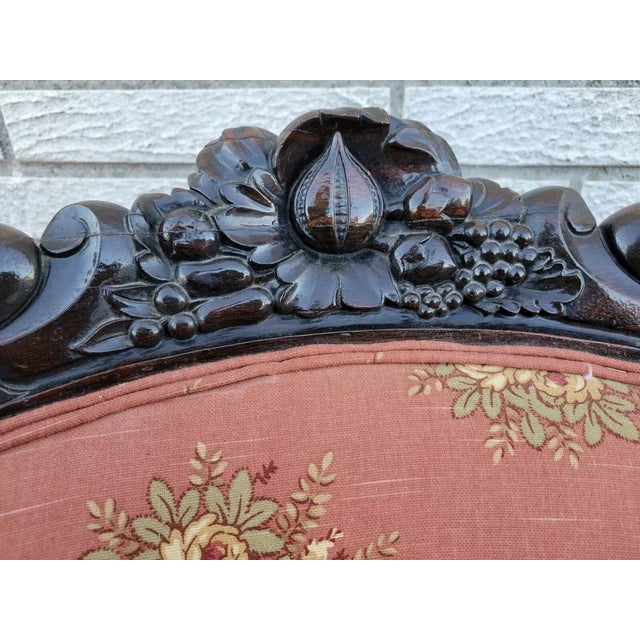 19th Century American Carved Rosewood Living Room Arm Chairs- a Pair For Sale - Image 10 of 11
