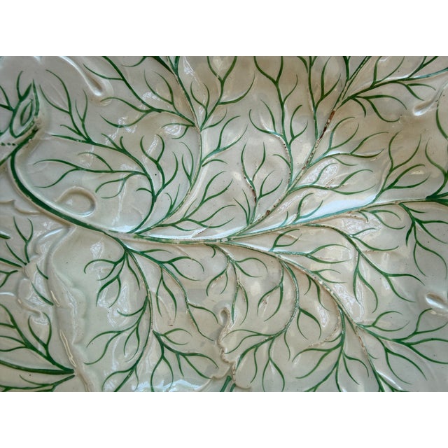 Antique 19th Century Continental White Cabbage Ware Plate | Green Veining For Sale - Image 4 of 4
