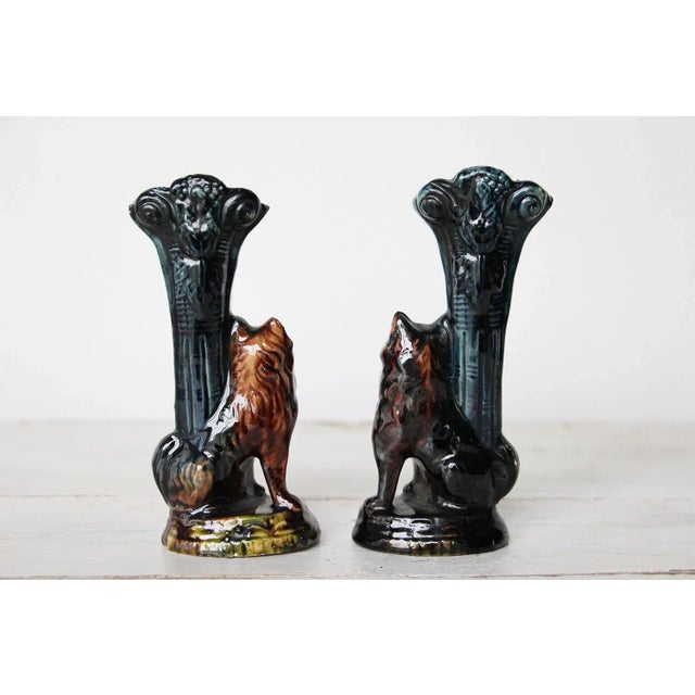 19th Century Antique Portuguese Palissy Ware Vases - A Pair For Sale - Image 5 of 11