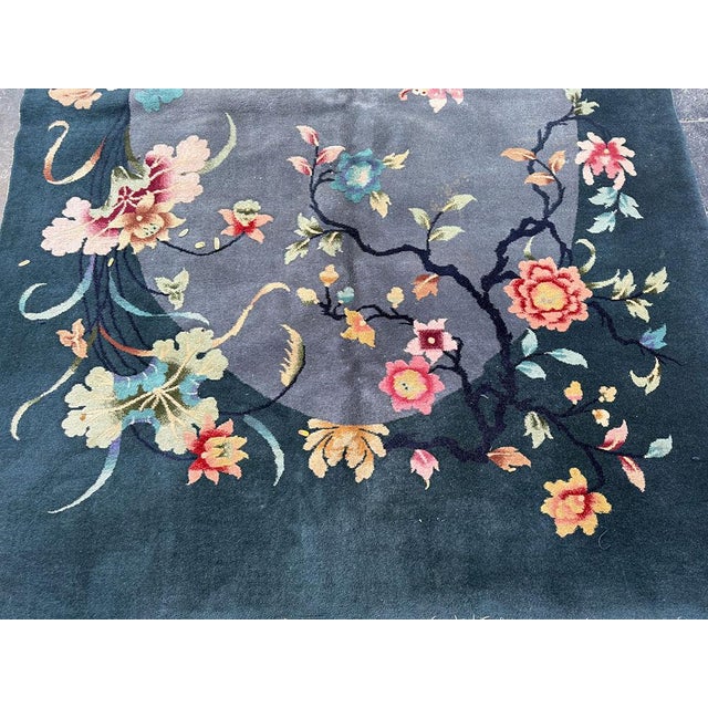 Art Deco A Stunning Vintage 5'-6" X 8'-5" Art Deco Chinese Rug For Sale - Image 3 of 10