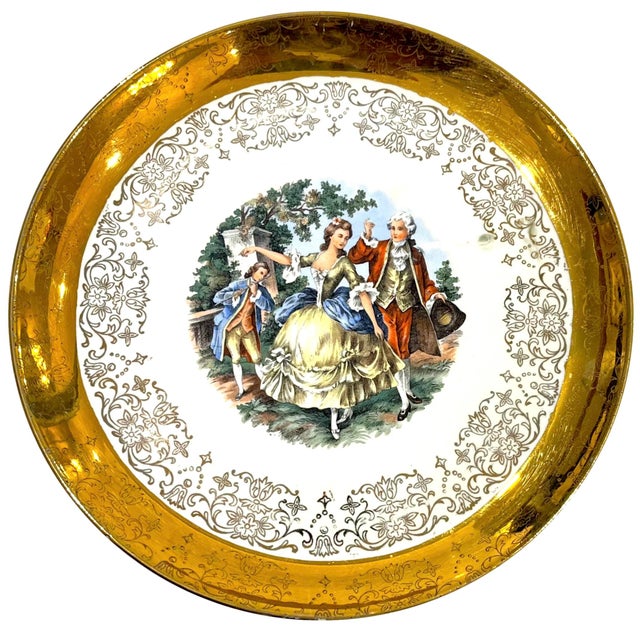 Gold Mid 20th Century 22 Carat Crest-O-Gold Dinner Plates by Sabin - Set of 8 For Sale - Image 8 of 13