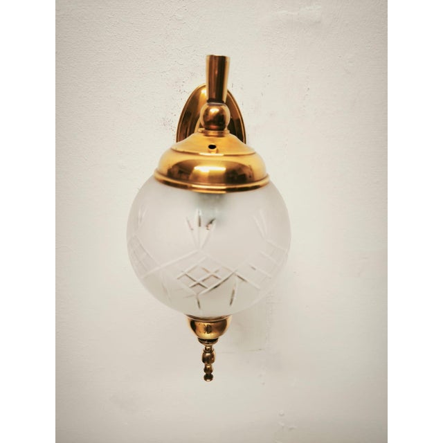 Brass Wall Light with Frosted Sphere, 1960s For Sale - Image 6 of 9