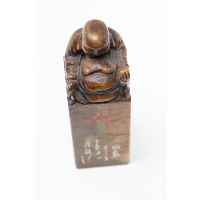 Chinese Soapstone Chop Seal With Shoushan Buddha For Sale - Image 10 of 11