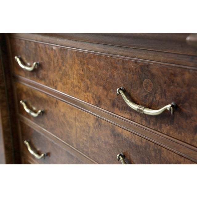 Italian Art Deco Sideboard in Dark Walnut Burl and Brass, 1930s For Sale - Image 12 of 13