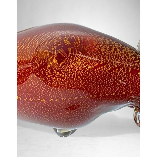 Late 20th Century Murano Red Glass Bull Sculpture “Sommerso” Technique For Sale - Image 11 of 16