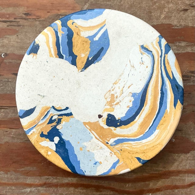 Boho Artisan Pigmented Plaster Scagliola Plinth For Sale In West Palm - Image 6 of 9