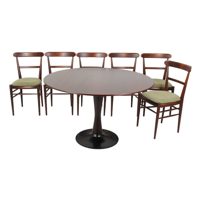 Mid-Century Modern Dining Set, Czechoslovakia, 1960s, Set of 7 For Sale