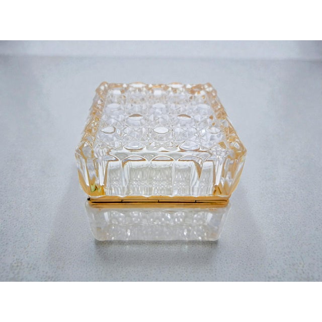 Gold French Crystal Jewelry Box in the style of Baccarat, 1960s For Sale - Image 8 of 9