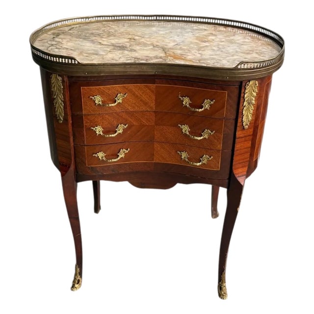 Antique French Louis XV-Style Marble Top Side Table For Sale