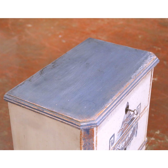 Pair of 19th Century French Louis-Philippe Carved Painted Commodes Nightstands For Sale - Image 4 of 14
