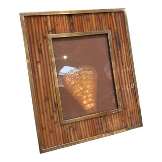 Italian Mid-Century Brass and Bamboo Picture Frame, 1970s For Sale