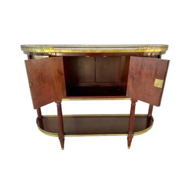 Brown French Mahogany Buffet With Marble Top and Brass Gallery For Sale - Image 8 of 17