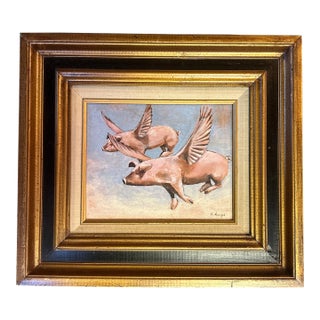 Contemporary Original Painting by Stephen Heigh “When Pigs Fly” For Sale