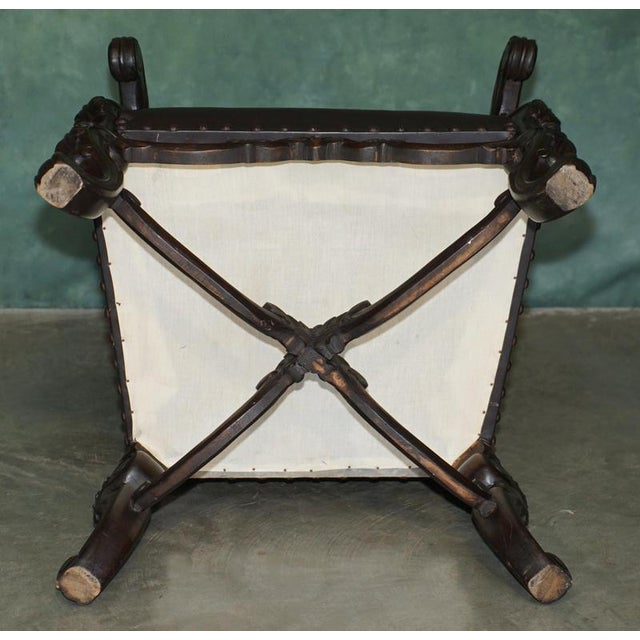 Antique Victorian Carolean Mahogany and Leather Throne Armchairs, 1880, Set of 2 For Sale - Image 17 of 18