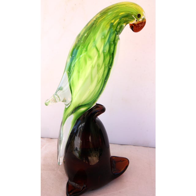 1970s Vintage Dynasty Gallery Murano-Style Cased Glass Parrot For Sale - Image 13 of 15