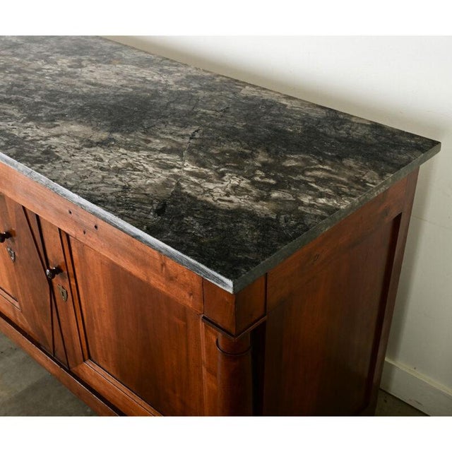 Wood French Empire Solid Walnut & Marble Buffet For Sale - Image 7 of 12