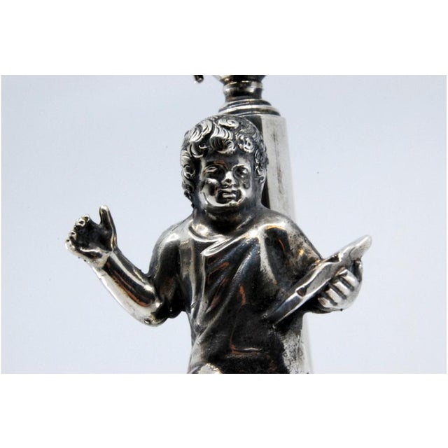Silver Toothpick Holder with Boy Reading a Book and Holding a Glass For Sale - Image 10 of 11