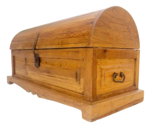 Barrel Shape Top Vintage Pine Wood Trunk Chest MINT