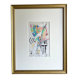 Vintage Modernist Abstract Landscape Drawing by Jewel Haley