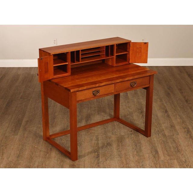 Mission Stickley Mission Collection Cherry Writing Desk With Organizer Top For Sale - Image 3 of 18