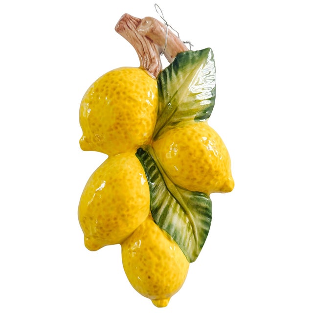 Vintage-Style Italian Majolica Lemon Wall Plaques by Bassano Del Grappa Ceramiche - Pair For Sale In San Diego - Image 6 of 13