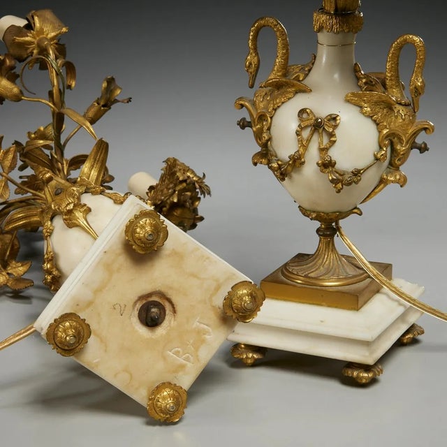 Metal 19th Century Louis XVI Style Candelabra Lamps For Sale - Image 7 of 7