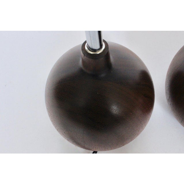 1970s 1970's Solid Staved Deep Teak "Onion" Table Lamps - A Pair For Sale - Image 5 of 13