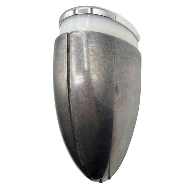 A Machine Age Streamline Brushed Aluminum Wall Sconce, 5 Available For Sale - Image 4 of 10