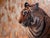 My Serious Side by Andrada Trapnell | Mixed media on canvas of a tiger's profile For Sale