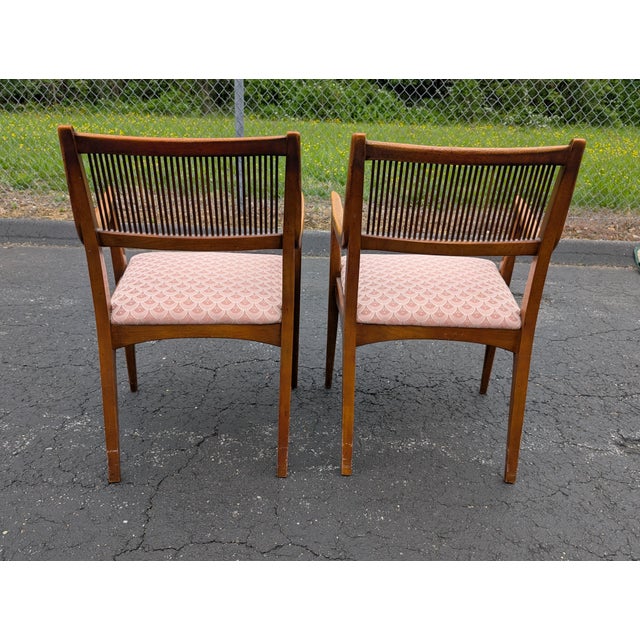 Mid-Century Modern Vintage Captains Dining Chair Pair - Attributed to John Van Koert for Drexel For Sale - Image 3 of 12