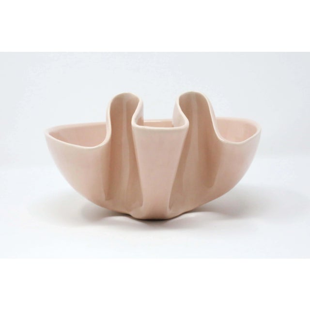 1970's Pink Handmade Ceramic Folded Bowl by Schwarzwald Pottery For Sale In Tampa - Image 6 of 10