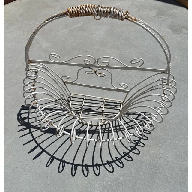 Late 19th Century French Farm House Rustic 19th Century Heavy Iron Wire Wall Hanging Basket For Sale - Image 4 of 8