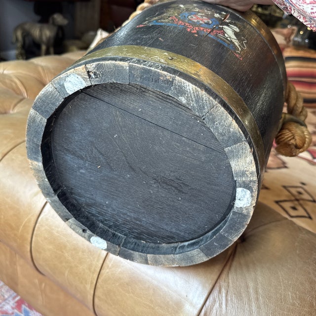 19th Century Brass-Bound Oak Uk Royal Navy Fire Bucket For Sale - Image 12 of 12