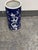 Chinoiserie Style Blue + White Ceramic Umbrella Stand, Vintage For Sale - Image 4 of 12