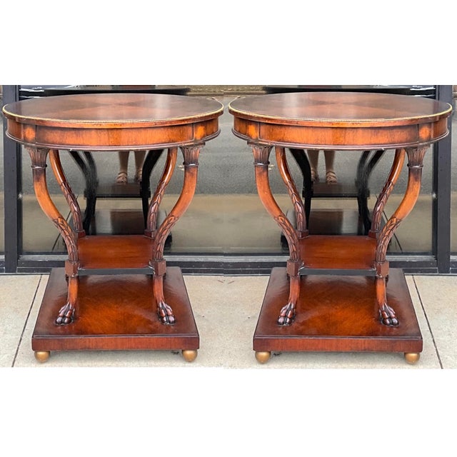 Neo-Classical Style Inlaid Mahogany Side Tables - Pair For Sale In Atlanta - Image 6 of 8