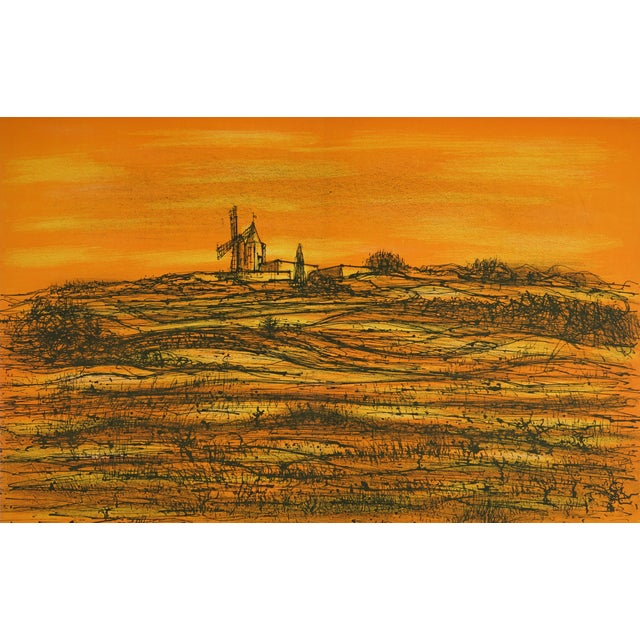 1966 Lithograph by Jean Carzou "Le Moulin De Daudet" (Daudet's Windmill, Provence, France) For Sale