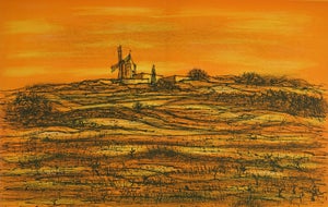 1966 Lithograph by Jean Carzou "Le Moulin De Daudet" (Daudet's Windmill, Provence, France)