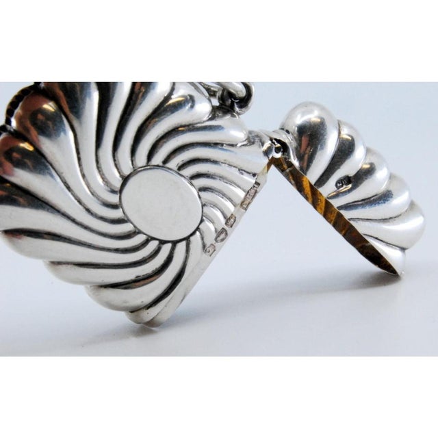 Vortex-Shaped Embossed Silver Matchbox with Monogram Card For Sale - Image 10 of 11